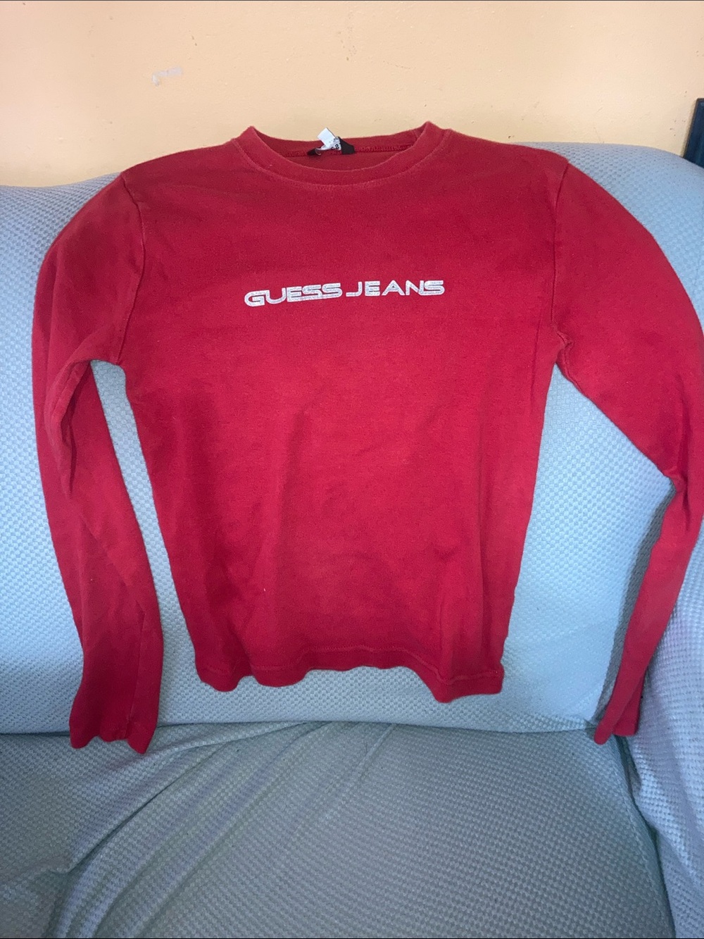 Vintage Guess Red Pullover Sweatshirt with Logo Tag